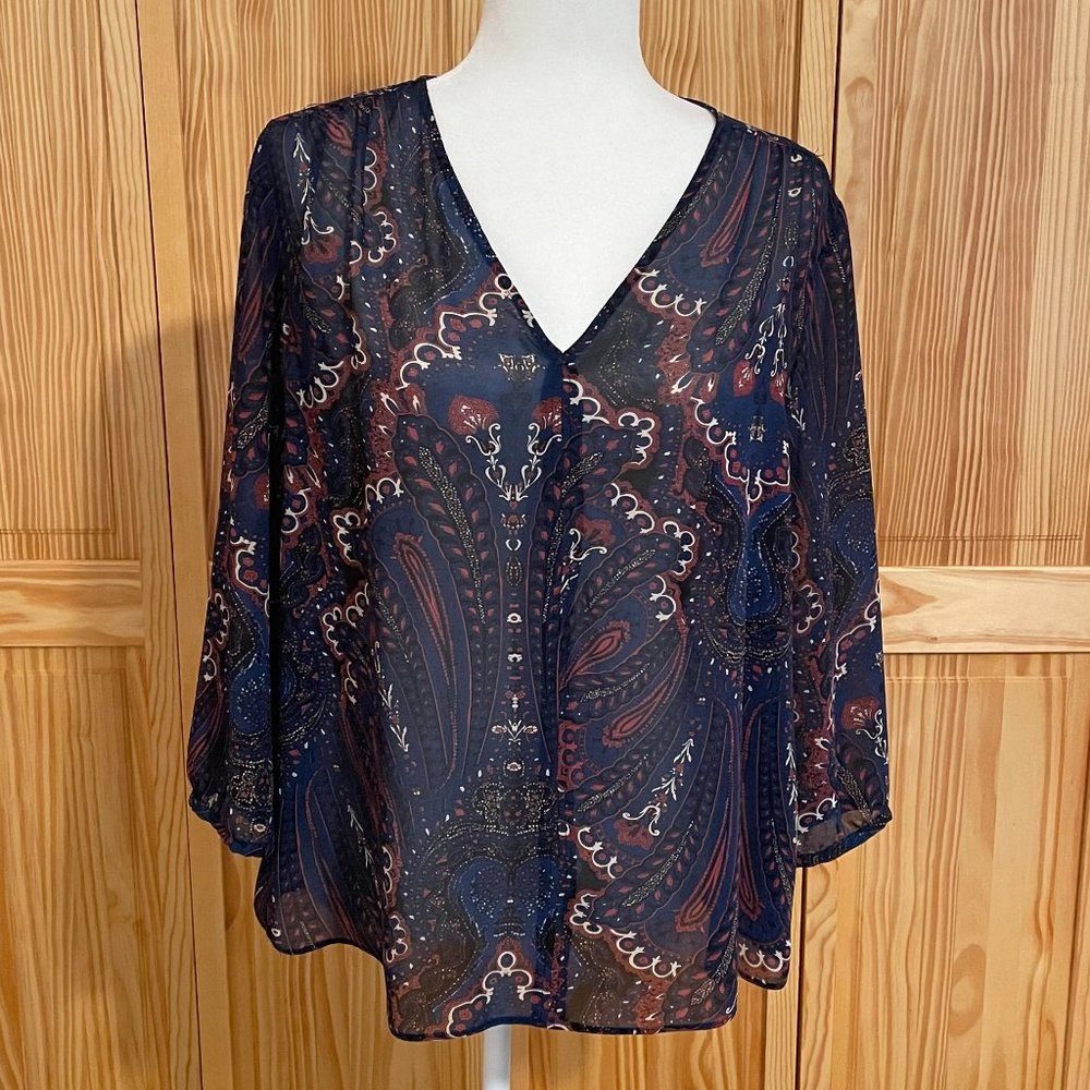 Paraphrase V-Neck Paisley Blouse